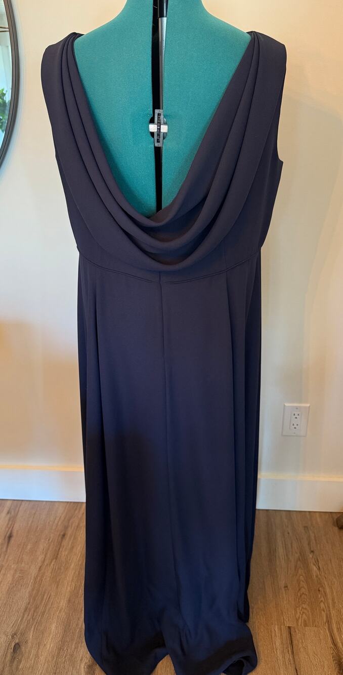 Von Bramlett Blue High Neck Drape Back Dress Bridesmaid Mother Bride Groom 22W